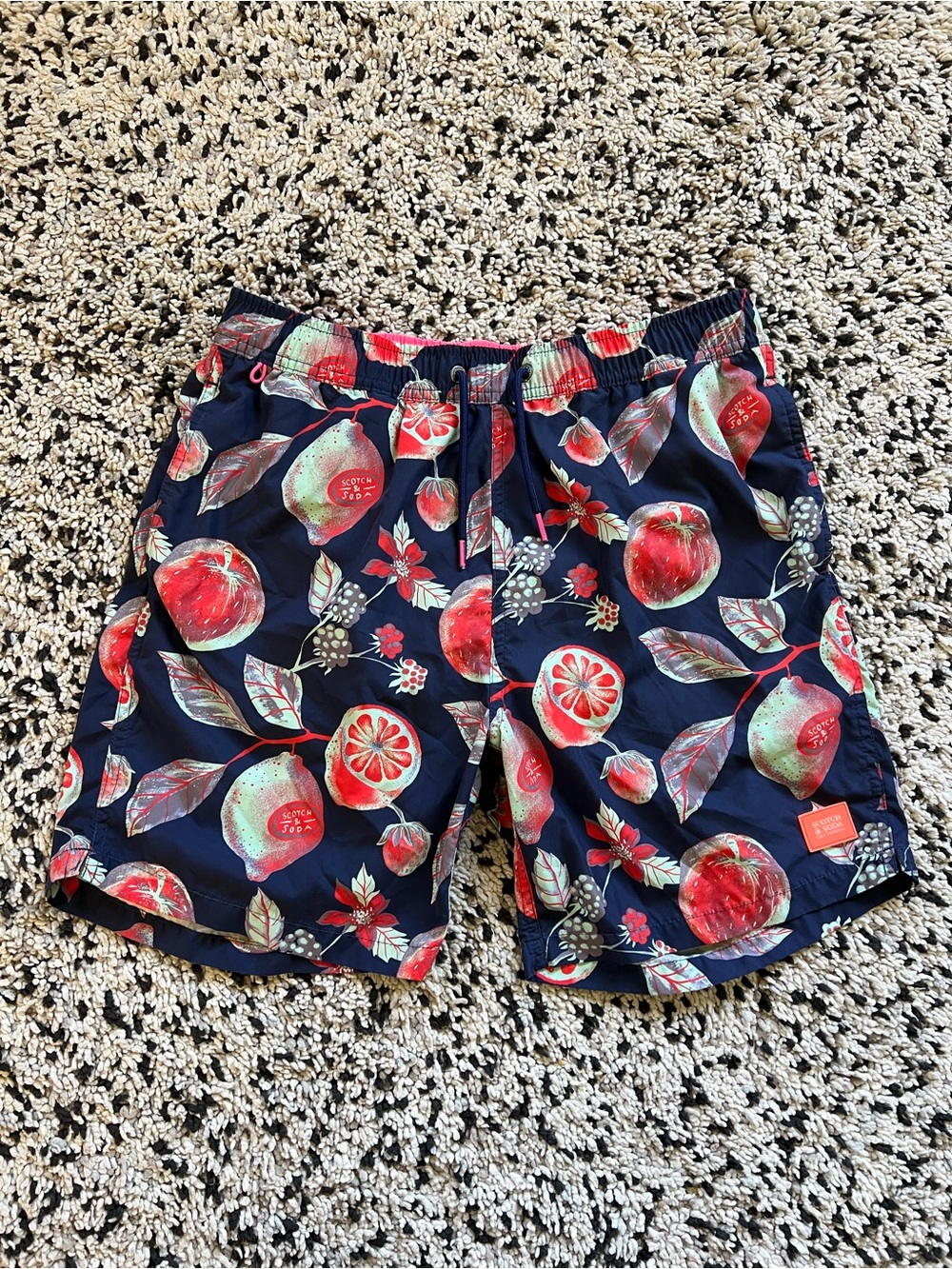 Scotch & Soda Swim Trunks Shorts Endless Summer Fruit Print Men’s Medium